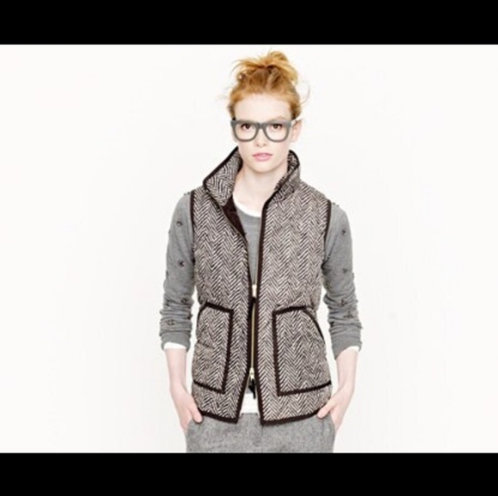 J. Crew Herringbone Down Puffer Vest Size M